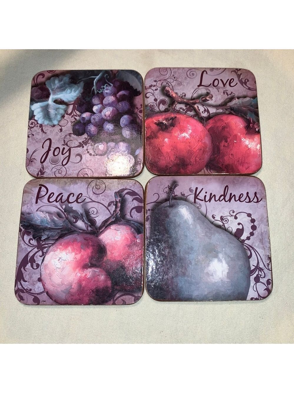 Carpentree Bar Accessories Coasters One Size Purple Red Fruit Set